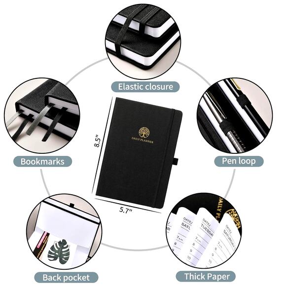 Undated Daily Planner Appointment Book Desk Office Organizer size A5 8x6 inch - Picture 5 of 5